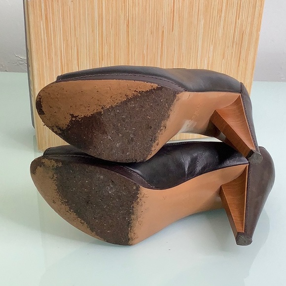 Fossil Allison Leather Peep toe wood heels platform size 8 EUC - Picture 16 of 16